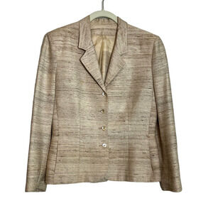 Devon Hall by Robert Paul Taboh Silk Blend Dupioni Blazer Jacket Womens 10 Beige